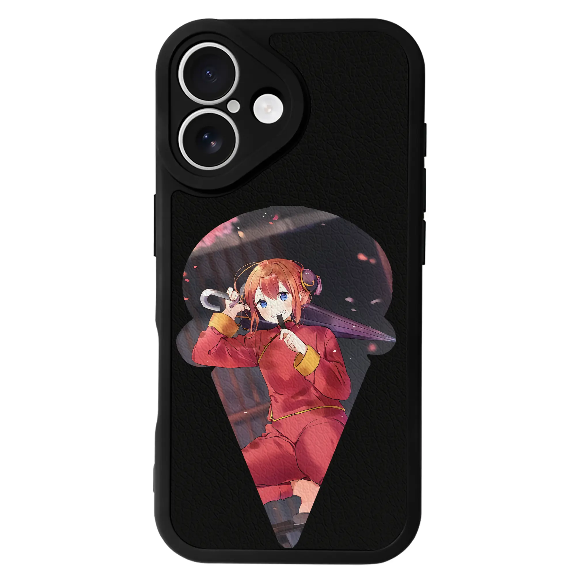 銀魂 グッズ 神楽 - IPhone 16シリーズ対応 ・ シリコンスマホケース ・ レザー調 ・ 高精度フィット ・ 耐衝撃 ・ ワイヤレス充電対応 ・ 精密カット